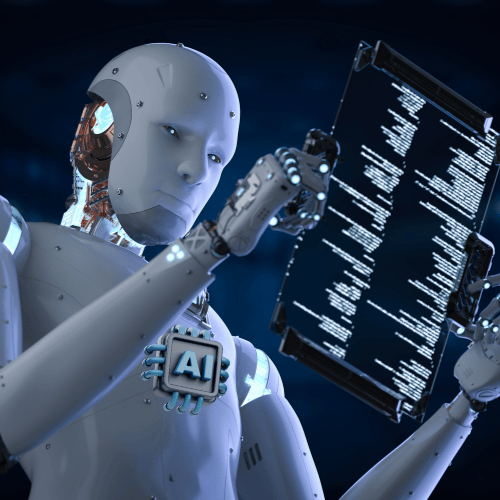 Image of a Robot scanning a display