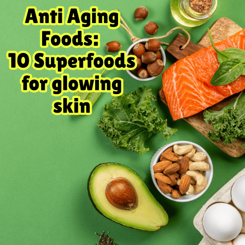 An assortment of foods like salmon, avocado, nuts