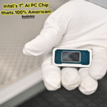 Closeup of the Panther Lake Chip on a gloved hand