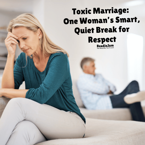 Toxic marriage - A woman looking dejected and a man in the background